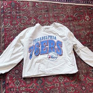 Philadelphia 76ers '47 Brand Women's Cropped Long Sleeve T-Shirt - White/Cream